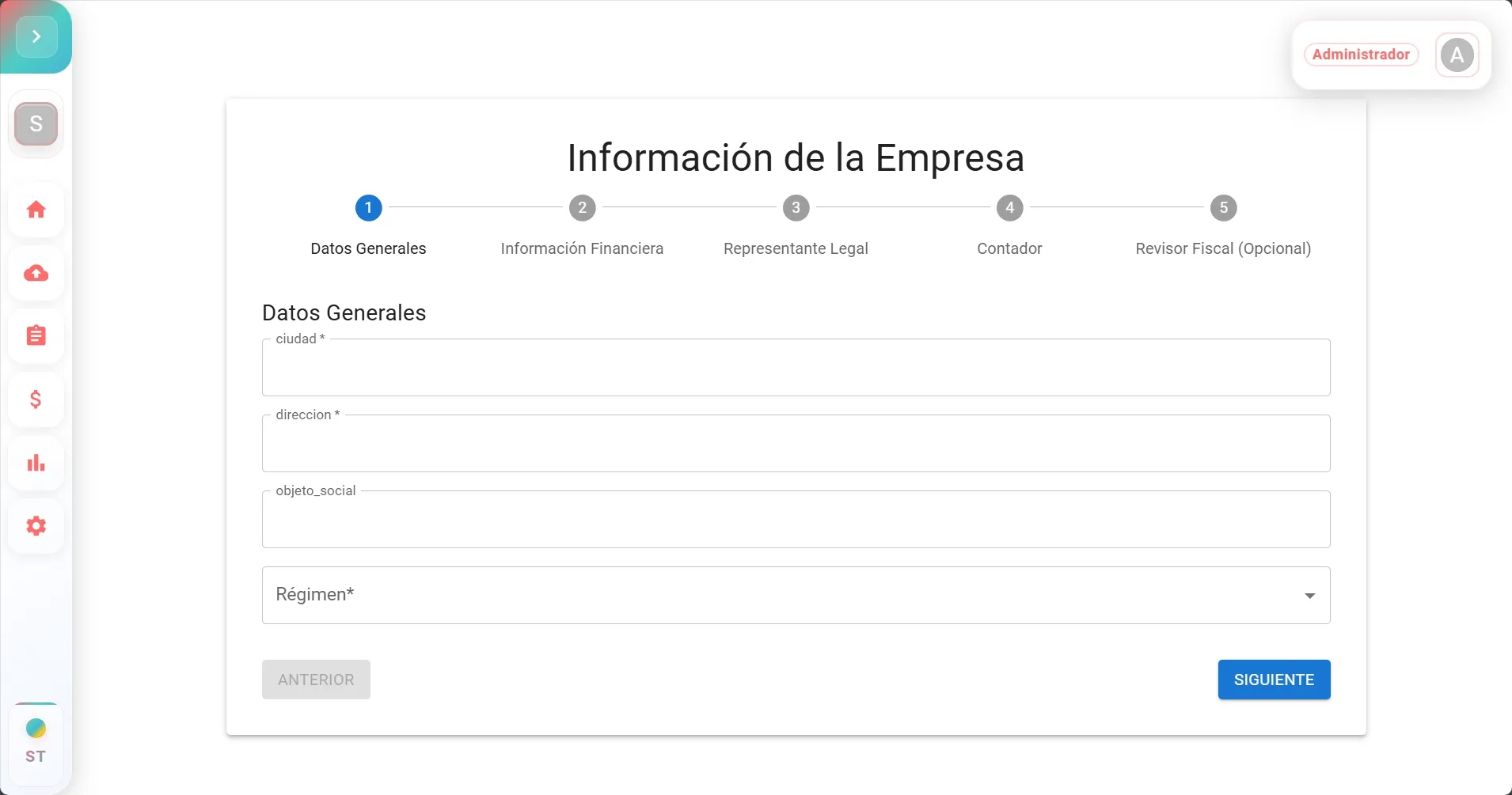 Información empresa paso 1