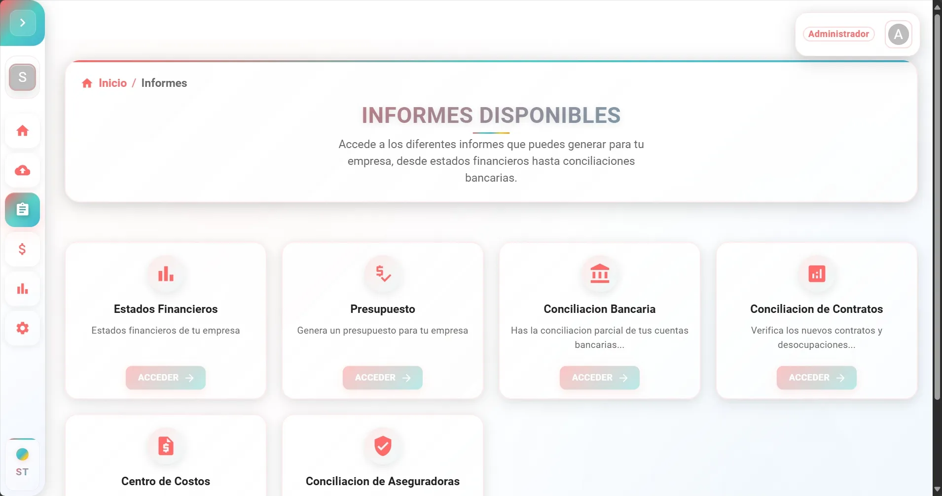 Menú informes