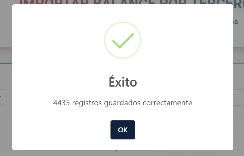Confirmación de importación