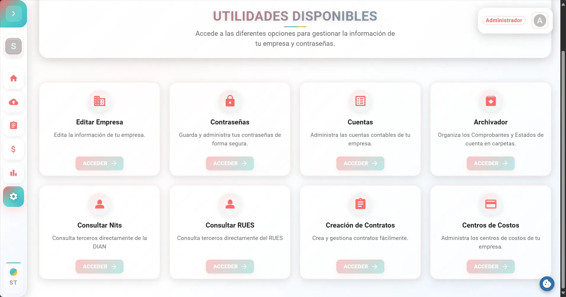 Menú utilidades